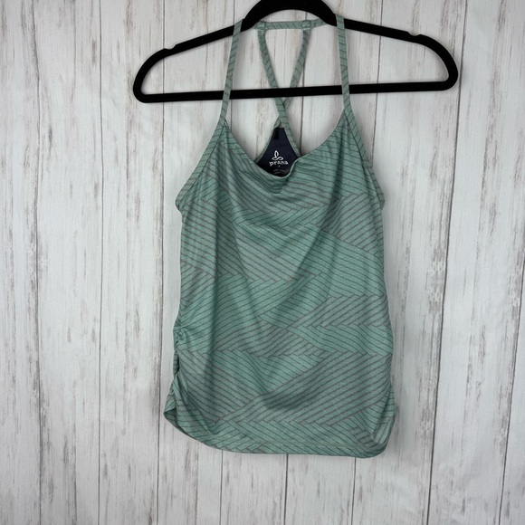 Prana Green Striped Women's Top - Picture 1 of 6